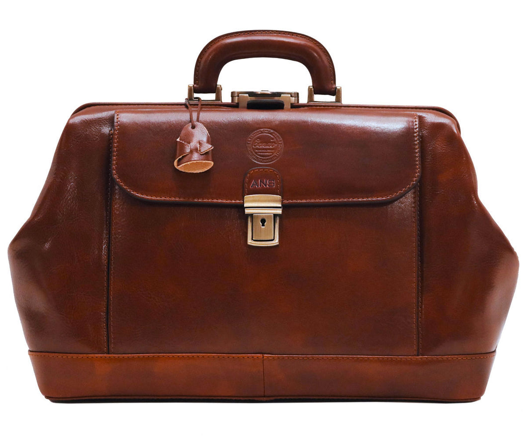 Monogram your Cenzo Doctor Style Briefcase in Vecchio Brown 1
