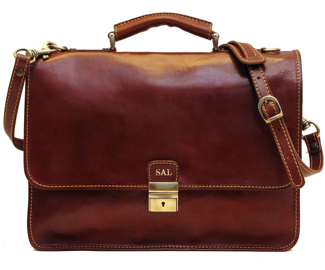 Cenzo Italian Leather Laptop Messenger Bag Briefcase 1