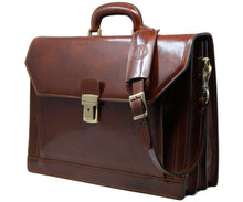 Load image into Gallery viewer, Cenzo Italian Leather 3 Gusset Structured Briefcase Attache 2
