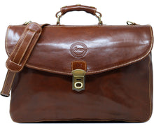 Load image into Gallery viewer, Cenzo Italian Leather Briefcase Messenger Bag monogram
