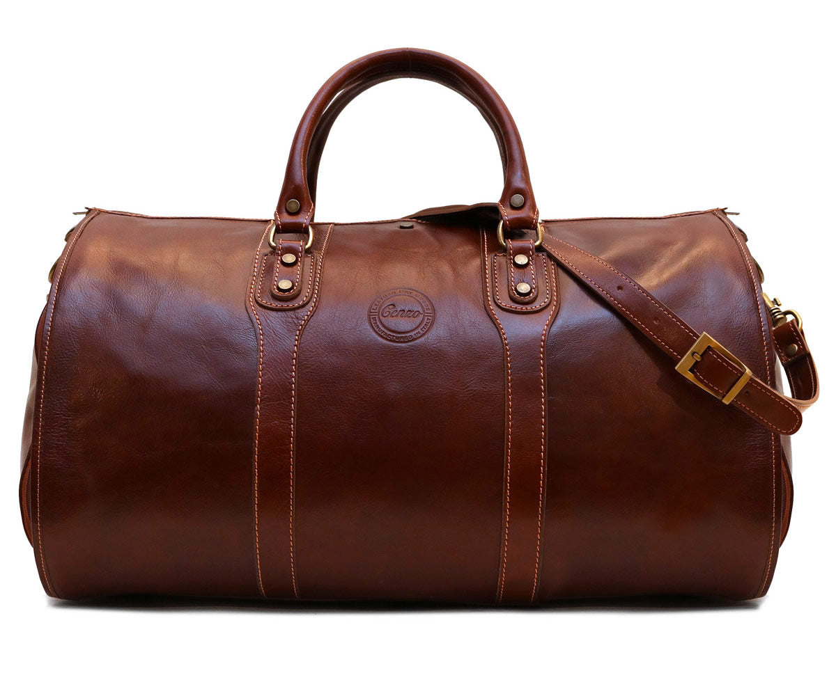 Floto Venezia Italian Leather Garment Duffle Bag Vecchio Brown