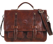 Load image into Gallery viewer, Cenzo Italian Leather Backpack Briefcase Convertible front monogram
