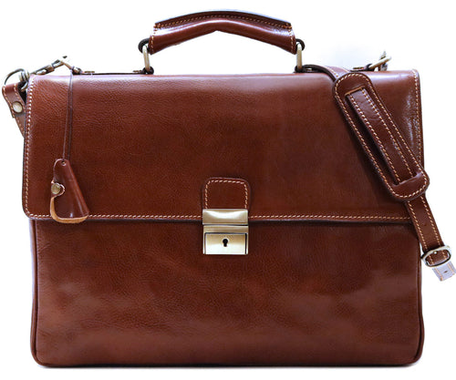 Cenzo Italian Leather Messenger Briefcase Laptop Bag 1