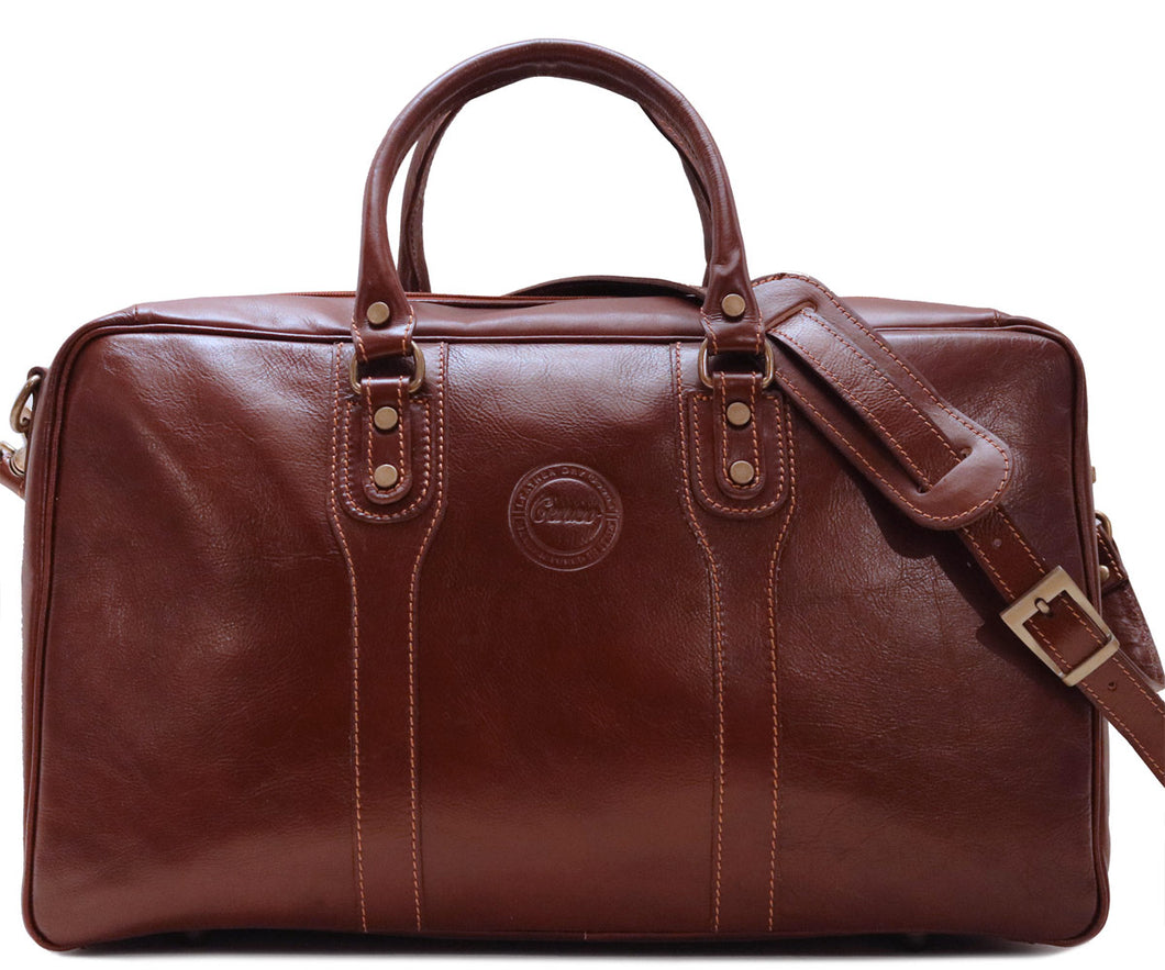 Cenzo Italian Leather Suitcase Duffle Travel Bag 1