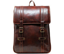 Load image into Gallery viewer, Leather Backpack Cenzo Italian Large Shoulder Bag Brown monogram

