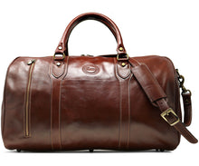 Load image into Gallery viewer, Cenzo Italian Leather Duffle Travel Bag Zipper Pocket 2
